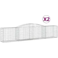 vidaXL Gabionen mit Hochbogen 2 Stk. 400x50x80/100cm Verzinktes Eisen