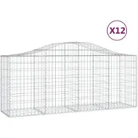 vidaXL Gabionen mit Hochbogen 12 Stk. 200x50x80/100cm Verzinktes Eisen