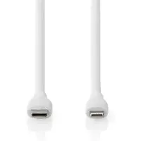 Nedis Lightning Kabel - USB 2.0 - Apple Lightning 8-Pin - USB-C Stecker - 480 Mbps - Vernickelt - 1.50 m - Rund - Silikon - Weiss - Box