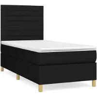 vidaXL Boxspringbett mit Matratze Schwarz 90x200 cm Stoff