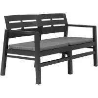 vidaXL 2-Sitzer-Gartenbank mit Kissen Anthrazit 133 cm Kunststoff