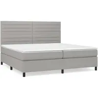 vidaXL Boxspringbett mit Matratze Hellgrau 200x200 cm Stoff