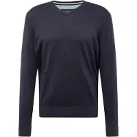 Bugatti Rundhalspullover , Herren, Gr. XXL, blau (marine), 100% Wolle, regular fit, V-Ausschnitt, Rippbündchen, Pullover Rundhalspullover, aus feiner Merinowolle