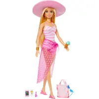 Barbie Anziehpuppe "Blonde mit Badeanzug und Strand-Accessoires", bunt, Puppen, Kinder, Kunststoff, Anziehpuppe
