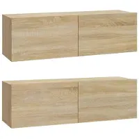 The Living Store TV-Wandschränke 2 Stk. Sonoma-Eiche 100x30x30 cm Holzwerkstoff