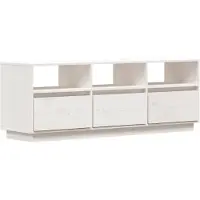 The Living Store TV-Schrank Weiß 140x37x50 cm Massivholz Kiefer