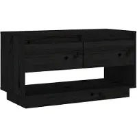 The Living Store TV-Schrank Schwarz 74x34x40 cm Massivholz Kiefer