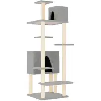 The Living Store Kratzbaum mit Sisal-Kratzsäulen Hellgrau 154 cm
