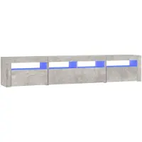 The Living Store TV-Schrank mit LED-Leuchten Betongrau 210x35x40 cm