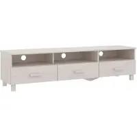 The Living Store TV-Schrank HAMAR Weiß 158x40x40 cm Massivholz Kiefer