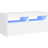 The Living Store TV-Schrank mit LED-Leuchten Weiß 90x35x40 cm