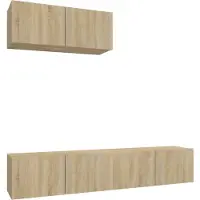 The Living Store 3-tlg. TV-Schrank-Set Sonoma-Eiche Holzwerkstoff