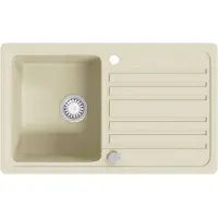 The Living Store Granitspüle Einzelbecken Beige