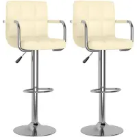 The Living Store Barhocker 2 Stk. Creme Kunstleder
