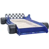 The Living Store Kinderbett im Rennwagen-Design 90 x 200 cm Blau