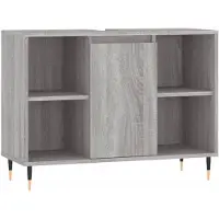 The Living Store Badschrank Grau Sonoma 80x33x60 cm Holzwerkstoff