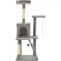 The Living Store Katzenbaum mit Sisal-Kratzsäulen 120 cm Grau