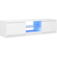 The Living Store TV-Schrank mit LED-Leuchten Weiß 140x40x35,5 cm
