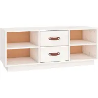 The Living Store TV-Schrank Weiß 100x34x40 cm Massivholz Kiefer