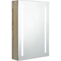 The Living Store LED-Bad-Spiegelschrank Eichenoptik 50x13x70 cm