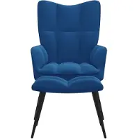 The Living Store Relaxsessel mit Hocker Blau Samt