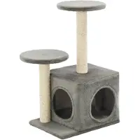 The Living Store Katzenbaum mit Sisal-Kratzsäulen 60 cm Grau