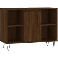 The Living Store Badschrank Braun Eichen-Optik 80x33x60 cm Holzwerkstoff