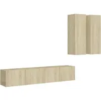 The Living Store 4-tlg. TV-Schrank-Set Sonoma-Eiche Holzwerkstoff