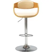 The Living Store Barhocker Creme Bugholz und Kunstleder