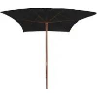The Living Store Sonnenschirm mit Holzmast Schwarz 200x300 cm