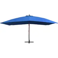 The Living Store Ampelschirm mit Holzmast 400×300 cm Blau