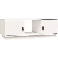 The Living Store Couchtisch Weiß 100x50x35 cm Massivholz Kiefer
