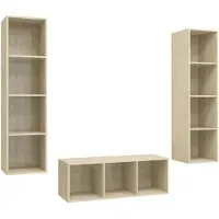 The Living Store 3-tlg. TV-Schrank-Set Sonoma-Eiche Holzwerkstoff