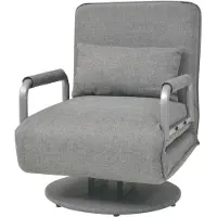 The Living Store Drehstuhl und Schlafsofa Hellgrau Stoff