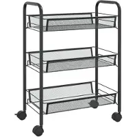 The Living Store Küchenwagen 3 Etagen Schwarz 46x26x64 cm Eisen
