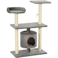 The Living Store Katzen-Kratzbaum Sisal 95 cm Grau