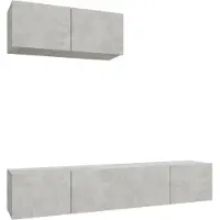 The Living Store 3-tlg. TV-Schrank-Set Betongrau Holzwerkstoff