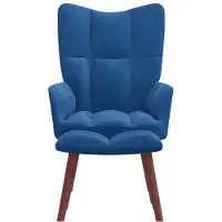 The Living Store Relaxsessel mit Hocker Blau Samt