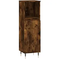 The Living Store Badschrank Räuchereiche 30x30x100 cm Holzwerkstoff