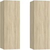 The Living Store TV-Schränke 2 Stk. Sonoma-Eiche 30,5x30x90 cm Holzwerkstoff