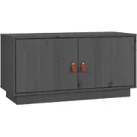 The Living Store TV-Schrank Grau 80x34x40 cm Massivholz Kiefer