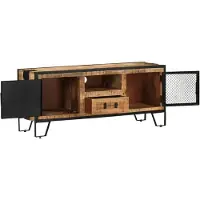 The Living Store TV-Schrank 110x31x46 cm Raues Mangoholz