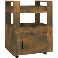 The Living Store Küchenwagen Räuchereiche 60x45x80 cm Holzwerkstoff