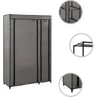 The Living Store Faltschrank Grau 110x45x175 cm Stoff