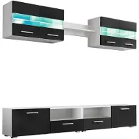 The Living Store TV-Wohnwand-Set 5-tlg. LED-Leuchten Hochglanz-Schwarz