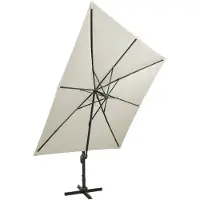 The Living Store Ampelschirm mit Mast und LED Sandfarben 300 cm