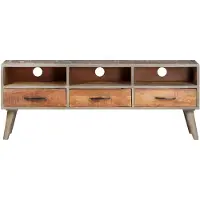 The Living Store TV-Schrank Grau 130x35x51 cm Raues Mango-Massivholz