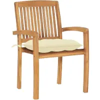 The Living Store Gartenstühle 2 Stk. mit Cremeweißen Kissen Massivholz Teak