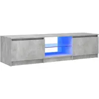 The Living Store TV-Schrank mit LED-Leuchten Betongrau 140x40x35,5 cm