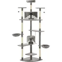 The Living Store Katzen-Kratzbaum mit Sisal-Kratzsäulen 203 cm Grau und Weiß